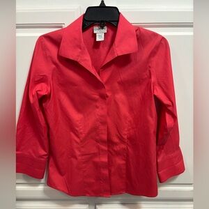 Chico’s No Iron Button 3/4 Sleeve Coral Shirt Top  Women’s Size S Chico’s 0